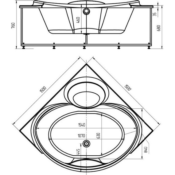 Ванна гидромассажная Aquatek Эпсилон 150x150 см - фото 4