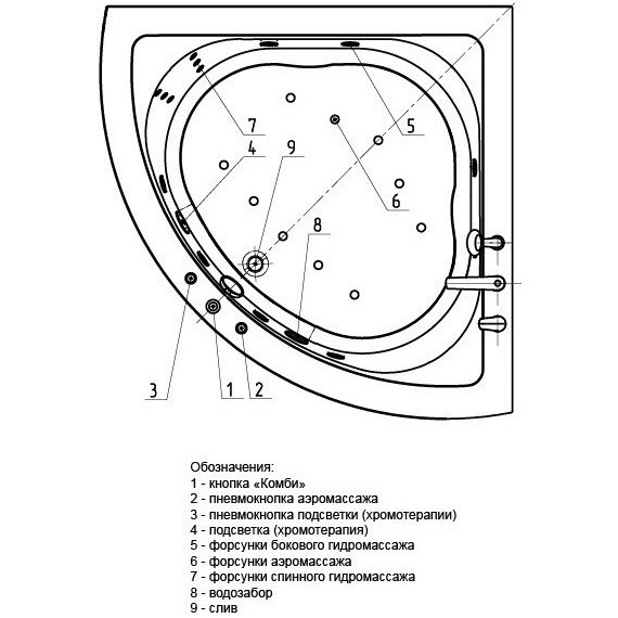 Ванна гидромассажная Aquatek Юпитер 150x150 см - фото 5