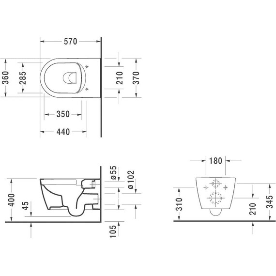 Унитаз подвесной Duravit ME by Starck Rimless 2529090000 - фото 6