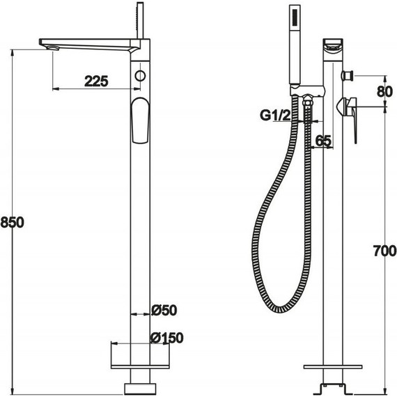 Смеситель для ванны BelBagno Carin CAR-FMT-CRM - фото, картинка 2 Смеситель для ванны BelBagno Carin CAR-FMT-CRM - фото 2