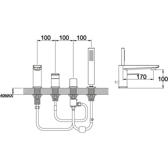 Смеситель для ванны BelBagno Carin CAR-VIM4-CRM - фото 2