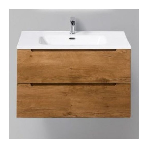 Тумба подвесная с раковиной BelBagno ETNA39-800/390-2C-SO-RN-P 80 см, Rovere Nature, Цвет фасада: Rovere Nature - фото 