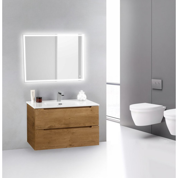 Тумба подвесная с раковиной BelBagno ETNA39-800/390-2C-SO-RN-P 80 см, Rovere Nature, Цвет фасада: Rovere Nature - фото 2