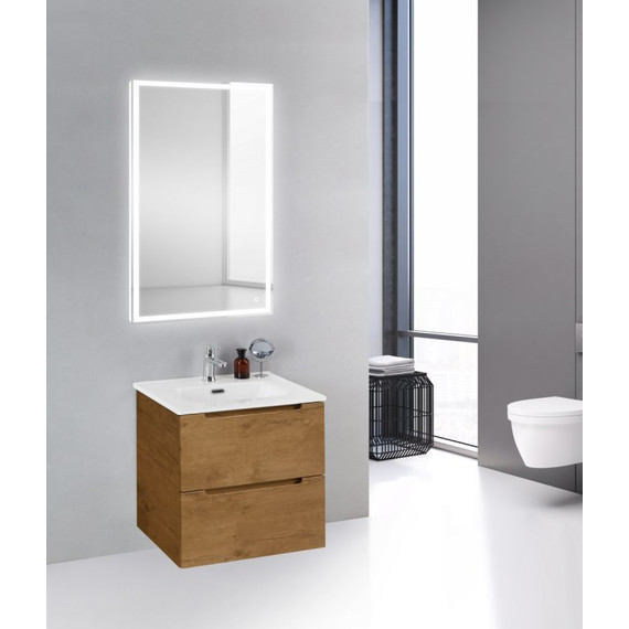 Тумба подвесная с раковиной BelBagno ETNA39-600/390-2C-SO-RN-P 60 см, Rovere Nature, Цвет фасада: Rovere Nature - фото 2