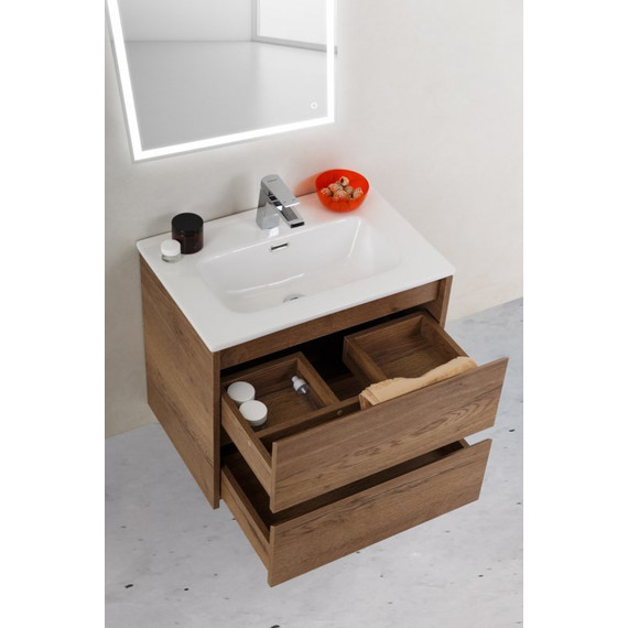 Тумба подвесная с раковиной BelBagno KRAFT 39-600/390-2C-SO-RT 60 см, Rovere Tabacco - фото 3