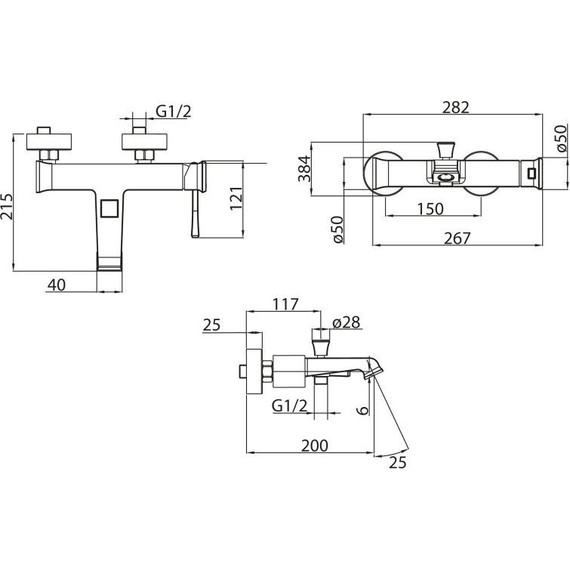 Смеситель для ванны BelBagno Mille MIL-VASM-CRM - фото 2