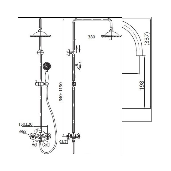 Душевая стойка BelBagno Slip SLI-DOC-CRM/Foglio - фото 2