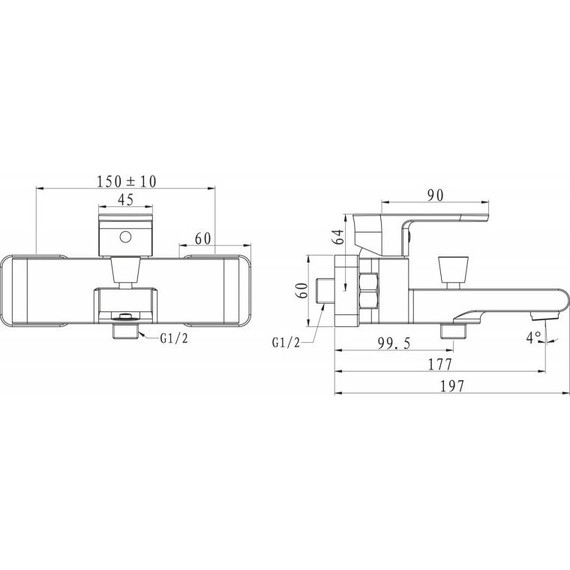 Смеситель для ванны BelBagno Terra TER-VASM-CRM - фото, картинка 2 Смеситель для ванны BelBagno Terra TER-VASM-CRM - фото 2
