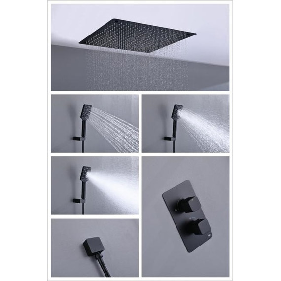 Душевая система для душа с термостатом Timo Petruma SX-5029/03SM, черный - фото 2