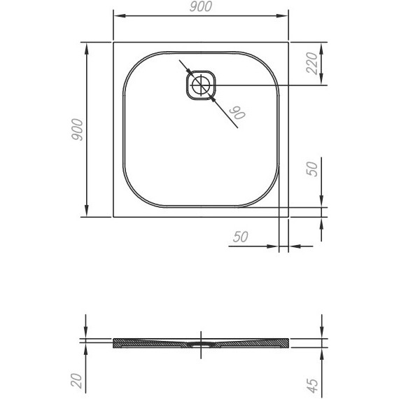 Мраморный поддон Kolpa-San Pandora 90х90 см - фото 3