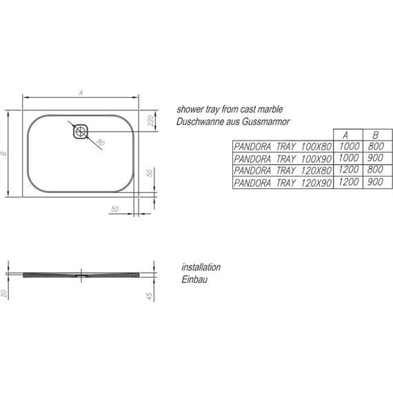 Мраморный поддон Kolpa-San Pandora 100х80 см - фото 3