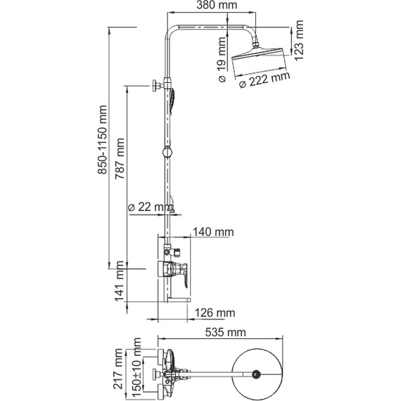 Душевая стойка WasserKraft A16601 - фото, картинка 6 Душевая стойка WasserKraft A16601 - фото 6