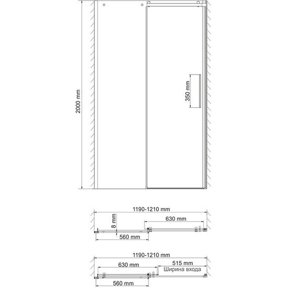 Душевая дверь WasserKraft Dinkel 120 см 58R05, хром/прозрачное - фото 5