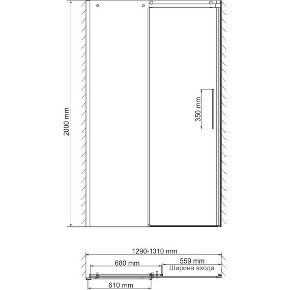 Душевая дверь WasserKraft Dinkel 130 см 58R30, хром/прозрачное - фото 5