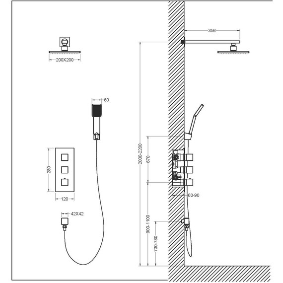 Душевая система для душа с термостатом Timo Tetra-Thermo SX-0179/00SM - фото, картинка 4 Душевая система для душа с термостатом Timo Tetra-Thermo SX-0179/00SM - фото 4
