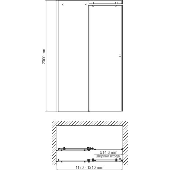 Душевая дверь WasserKraft Vils 120 см 56R05, хром/прозрачное - фото 4