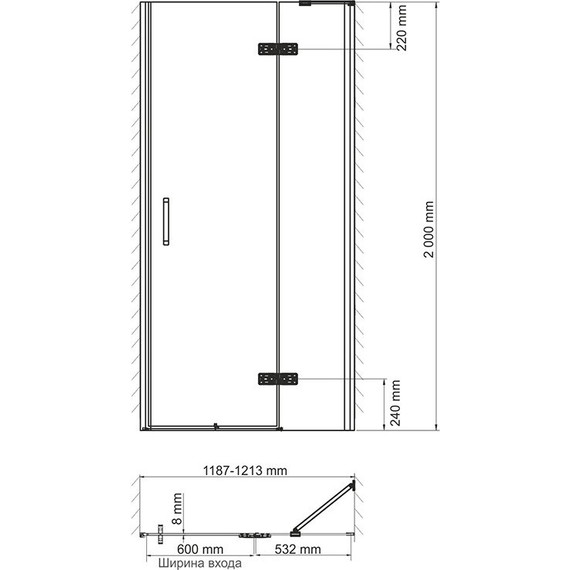 Душевая дверь WasserKraft Aller 120 см R 10H05RWHITE, белый/прозрачное - фото 5