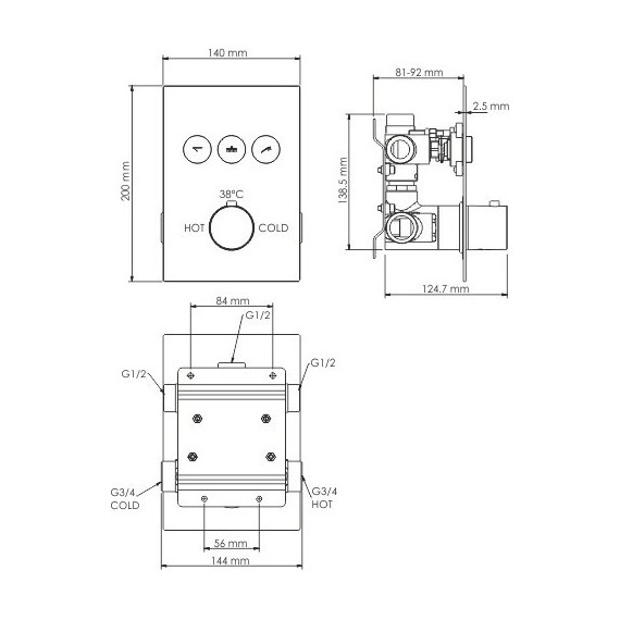 Смеситель для ванны с термостатом WasserKraft Neime 1944 Thermo - фото, картинка 2 Смеситель для ванны с термостатом WasserKraft Neime 1944 Thermo - фото 2