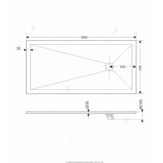 Каменный поддон RGW ST-167G 160х70 см 14152716-02, графит - фото 3