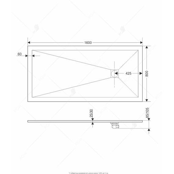 Каменный поддон RGW ST-168G 160х80 см 14152816-02, графит - фото 4