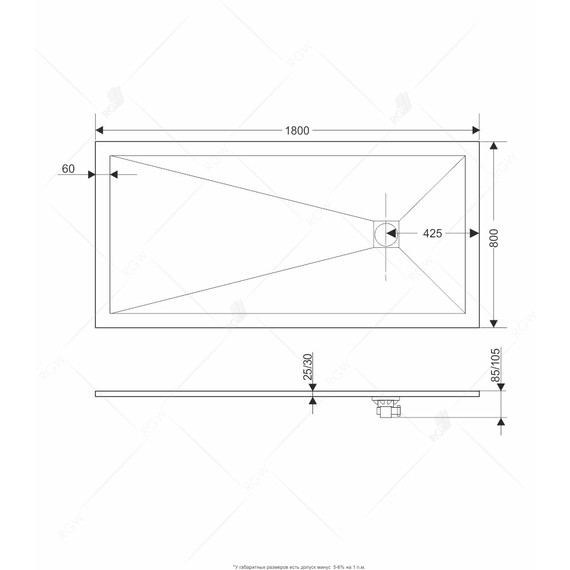 Каменный поддон RGW ST-188W 180х80 см 14152818-01 - фото 2