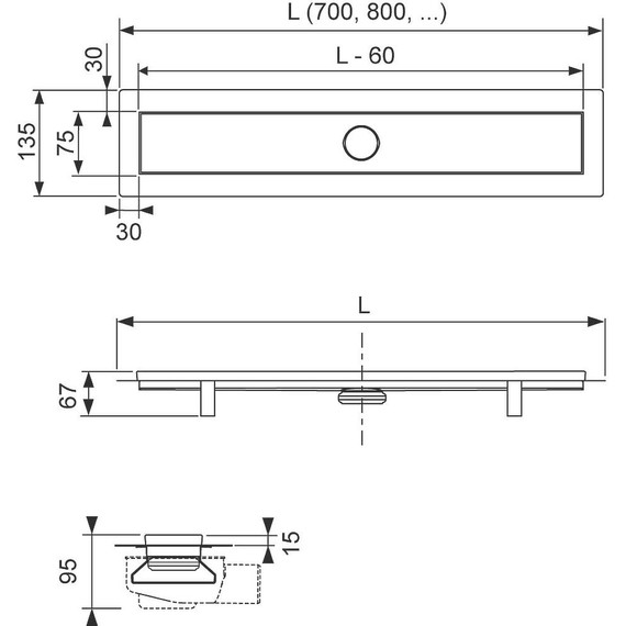Трап TECElinus 90 см 15103099, нержавеющая сталь (под плитку) - фото 6