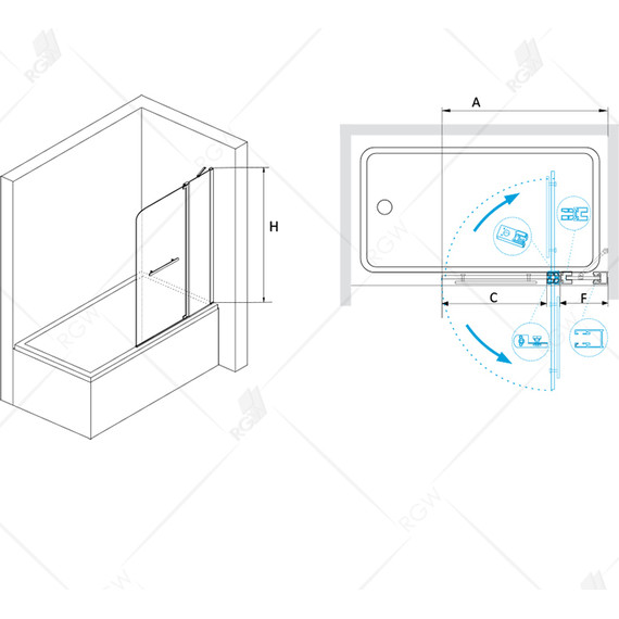 Шторка для ванны RGW SC-04 110 см 03110411-11 (стекло 8 мм), хром/прозрачное - фото 4