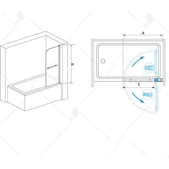 Шторка для ванны RGW SC-06 80 см 03110608-11, хром/прозрачное - фото, картинка 4 Шторка для ванны RGW SC-06 80 см 03110608-11, хром/прозрачное - фото 4