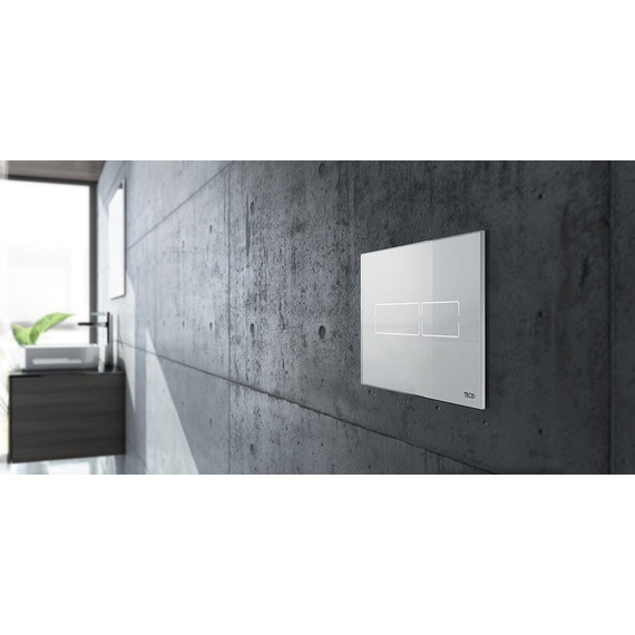 Кнопка смыва TECElux mini 9240960, сенсорная, стекло белое - фото, картинка 3 Кнопка смыва TECElux mini 9240960, сенсорная, стекло белое - фото 3