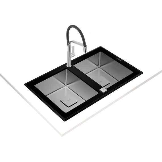 Кухонная мойка Teka Maestro Diamond RS15 2B 86 Black 115030017, чёрное стекло - фото 2