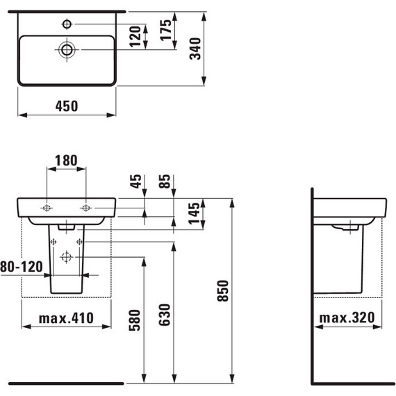 Раковина подвесная Laufen Pro S 45 см 8.1596.1.000.104.1 - фото, картинка 9 Раковина подвесная Laufen Pro S 45 см 8.1596.1.000.104.1 - фото 9