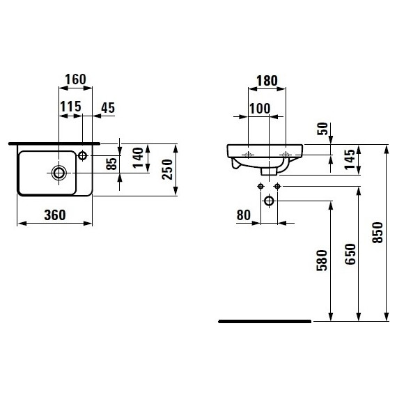 Раковина подвесная Laufen Pro S 36 см R 8.1596.0.000.104.1 - фото, картинка 7 Раковина подвесная Laufen Pro S 36 см R 8.1596.0.000.104.1 - фото 7