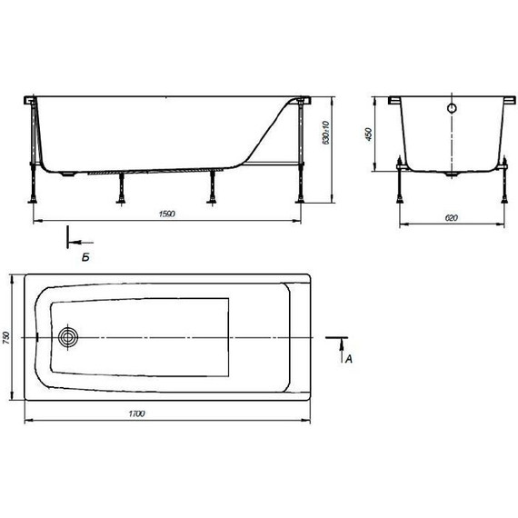 Ванна акриловая Roca Elba 170x75 см 248507000, Размер - мм: 1700х750 - фото 4