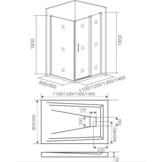 Душевое ограждение Bas Infinity WTW+SP G-CH 130х90 см, хром/матовое - фото 4