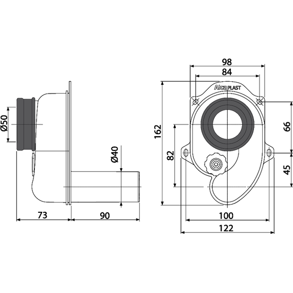 Сифон для писсуара Alcadrain A45B горизонтальный (AG210901240) - фото, картинка 2 Сифон для писсуара Alcadrain A45B горизонтальный (AG210901240) - фото 2