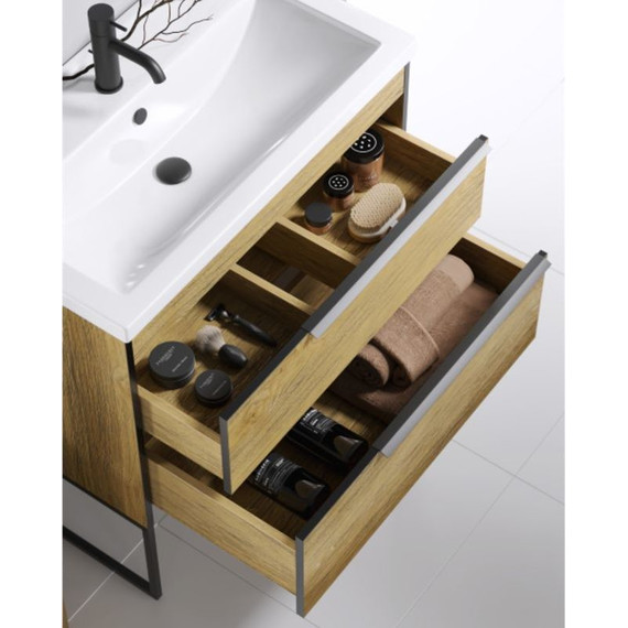 Тумба напольная с раковиной Aqwella Fargo 80 см FRG0108DB/FRGN440, дуб балтийский - фото 6