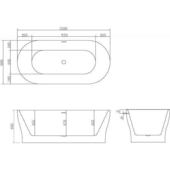 Ванна отдельностоящая BelBagno BB405-1500-800 150х80 см, Размер - мм: 1500х800 - фото 5
