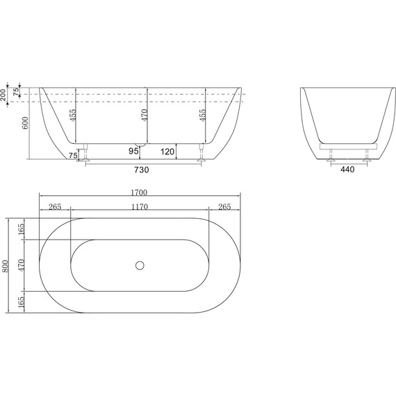 Ванна отдельностоящая BelBagno BB70-1700-800 170х80 см - фото 5