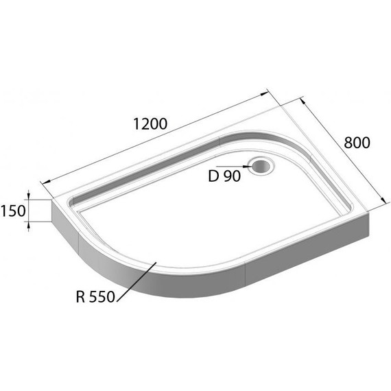 Поддон акриловый BelBagno 120х80 см TRAY-BB-RH-120/80-550-15-W-R - фото 6