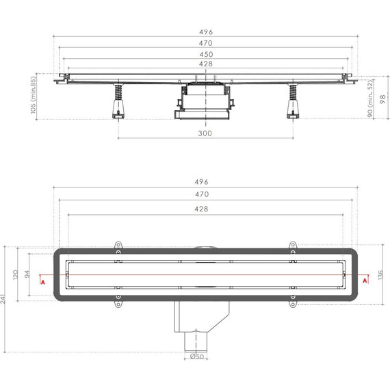 Трап Pestan (BETTOSERB) Confluo Premium Black Glass Line 45 см 13000291, нержавеющая сталь/стекло, хром/черный (под плитку), Цвет производителя: хром, чёрный, Размер трапа: 450 - фото 8