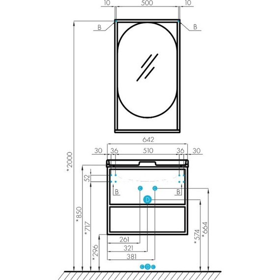Тумба подвесная с раковиной Акватон Лофт Фабрик 65 см 1A2423K1LTDU0, дуб эндгрейн - фото 9