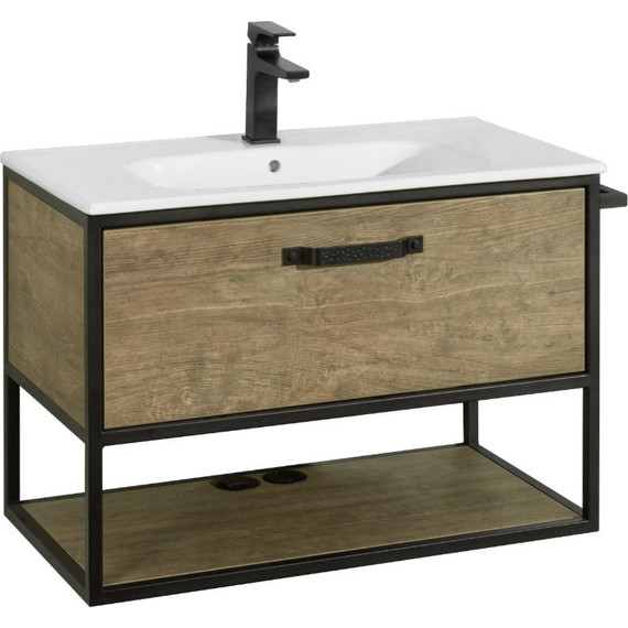 Тумба подвесная с раковиной Акватон Лофт Фабрик 80 см 1A2424K0LTDY0, дуб кантри - фото 13