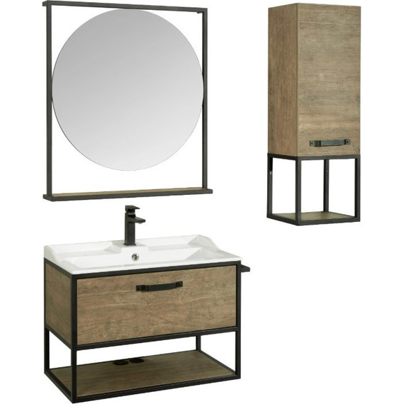 Тумба подвесная с раковиной Акватон Лофт Фабрик 80 см 1A2424K0LTDY0, дуб кантри - фото 8