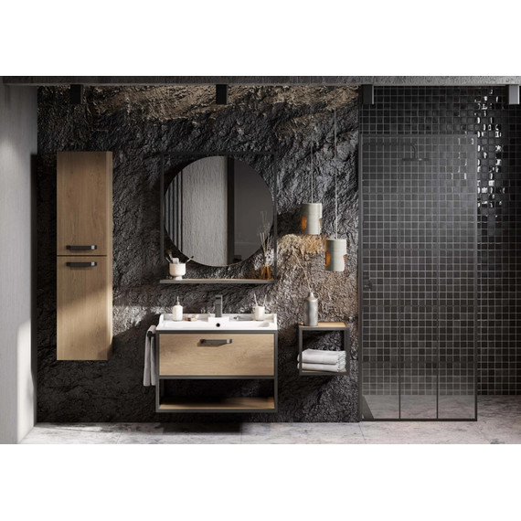 Тумба подвесная с раковиной Акватон Лофт Фабрик 80 см 1A2424K0LTDY0, дуб кантри - фото 6