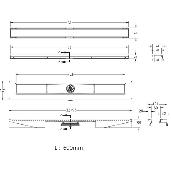 Трап Berges Wasserhaus B1 Antik 60 см 092124, нержавеющая сталь, золото, Цвет производителя: золото, Размер трапа: 600 - фото 4