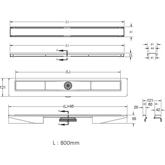 Трап Berges Wasserhaus B1 Antik 80 см 092126, нержавеющая сталь, золото - фото 4