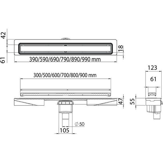 Трап Berges Wasserhaus B1 Keramik 80 см 090119, нержавеющая сталь (под плитку), Цвет производителя: хром матовый, Размер трапа: 800 - фото 8