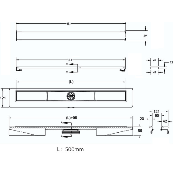 Трап Berges Wasserhaus C1 Brise 50 см 090130, нержавеющая сталь, Цвет производителя: хром матовый, Размер трапа: 500 - фото 8