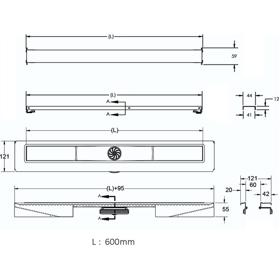 Трап Berges Wasserhaus C1 Brise 60 см 090131, нержавеющая сталь, Цвет производителя: хром матовый, Размер трапа: 600 - фото 8
