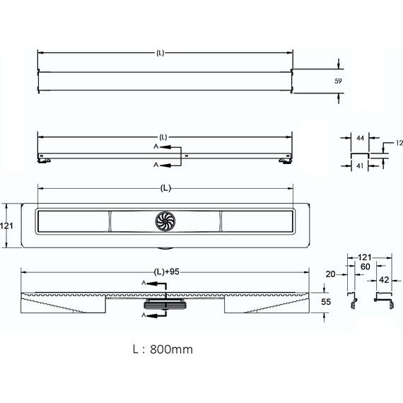 Трап Berges Wasserhaus C1 Brise 80 см 090133, нержавеющая сталь, Цвет производителя: хром матовый, Размер трапа: 800 - фото 8